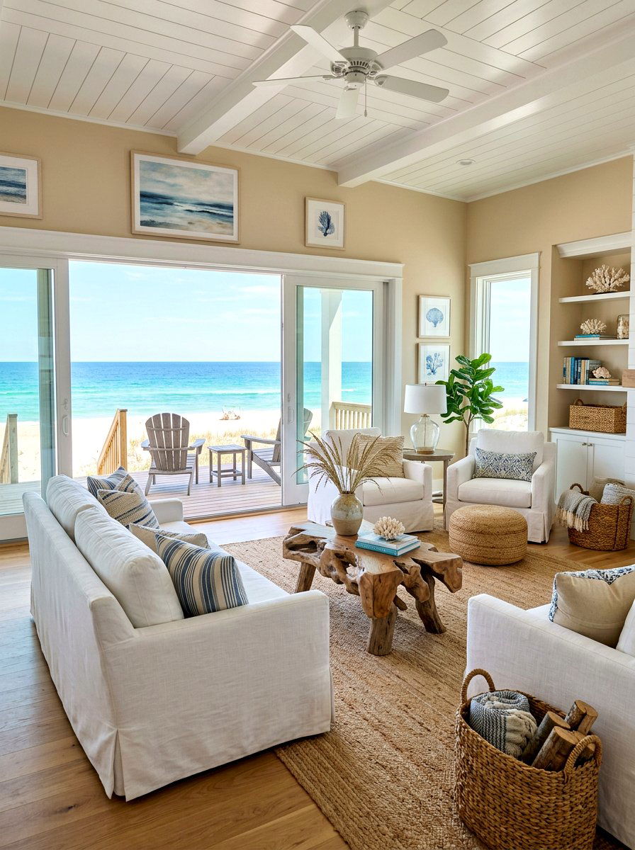 Beach house living room - 30 coastal living room ideas