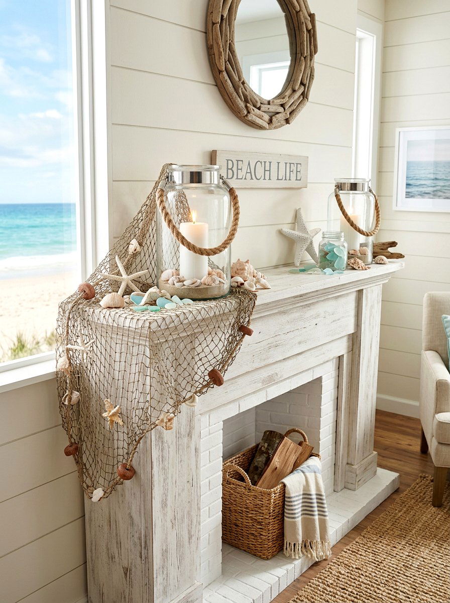 Beach mantel - 30 summer mantel decor ideas