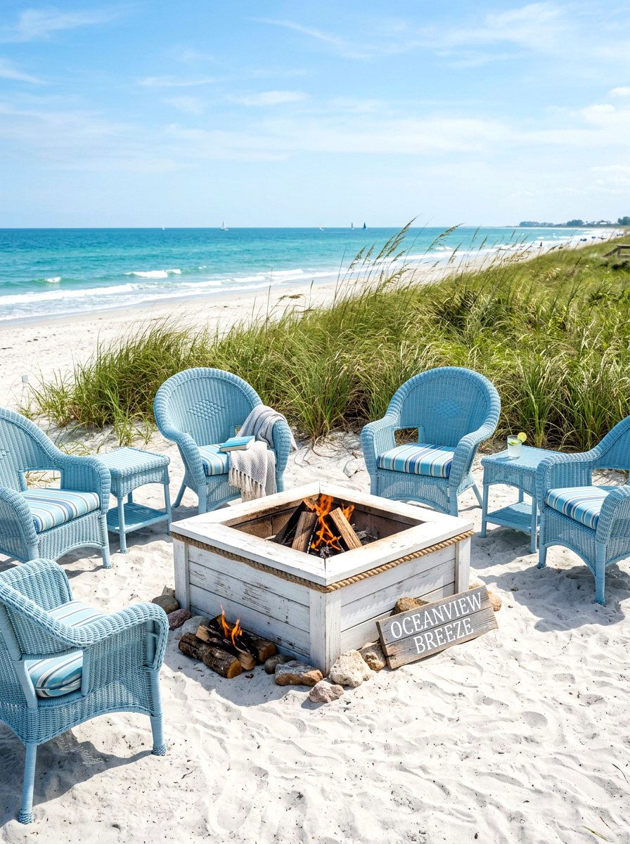 Beach style fire pit - 30 fire pit lounge ideas