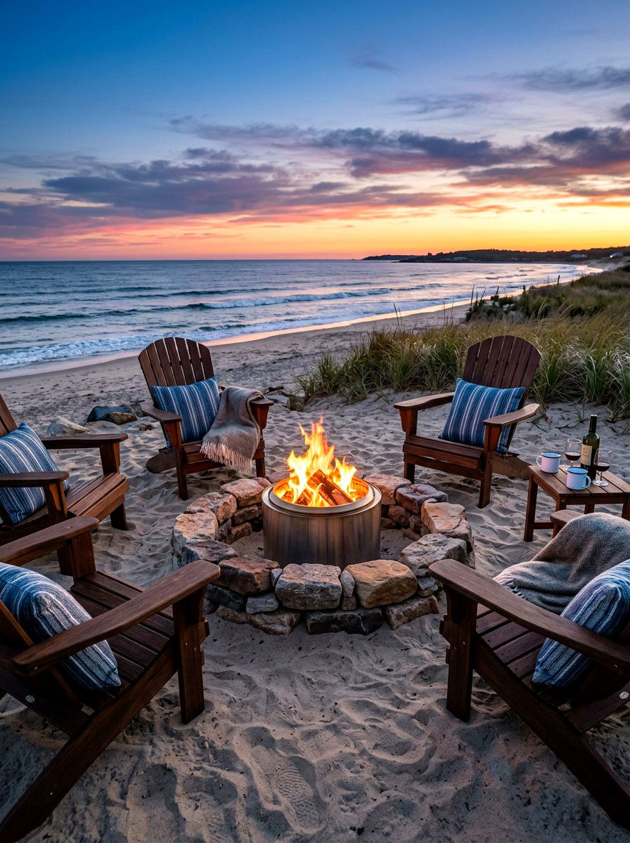 Beachfront Fire Pit - 30 seaside cottage ideas