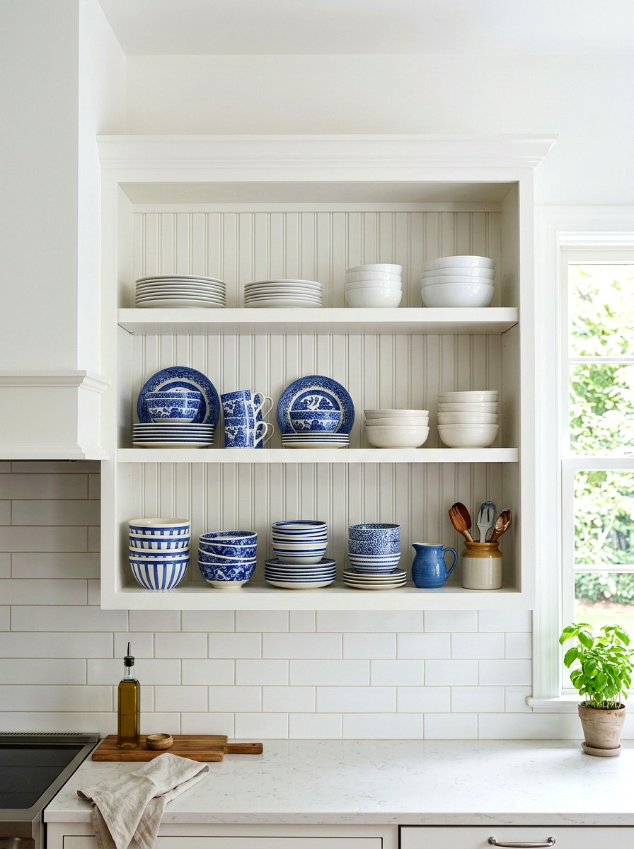 Beadboard Backing Open Cabinets - 30 furniture style kitchen ideas
