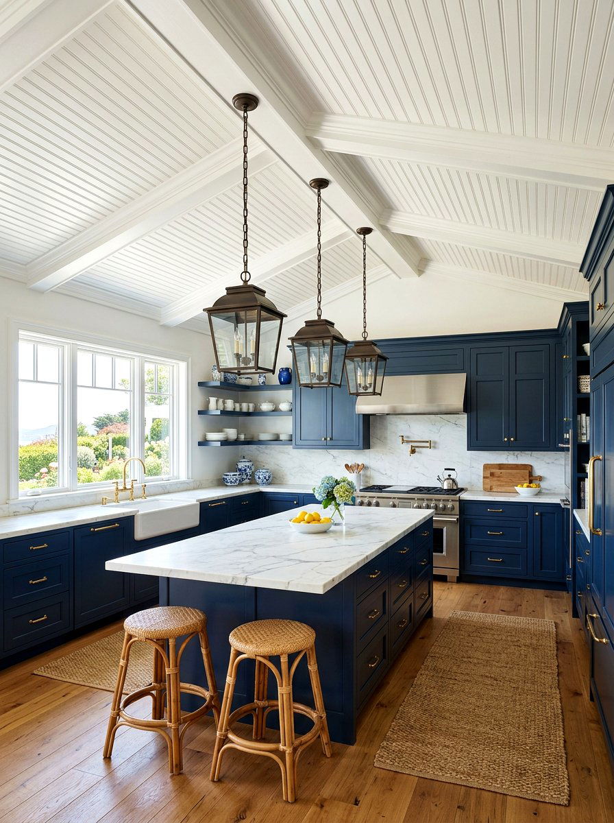 Beadboard Ceiling Detail - 30 beach house kitchen ideas
