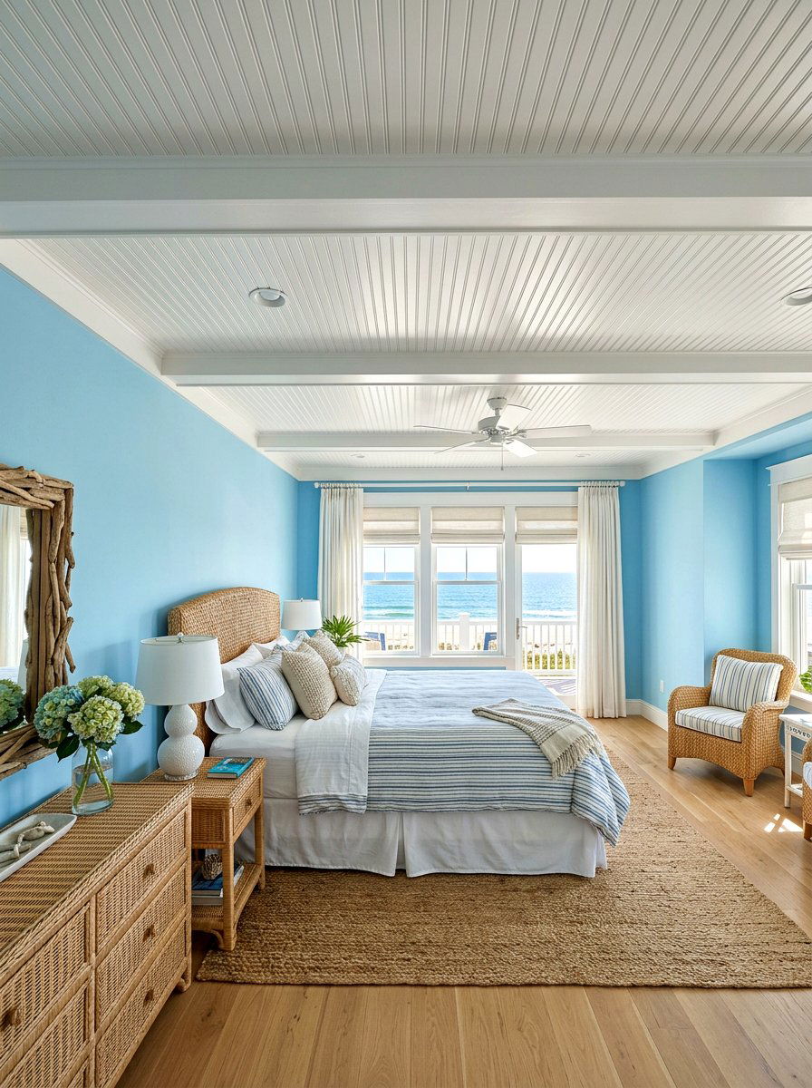 Beadboard Ceiling Panel - 30 bedroom ceiling ideas