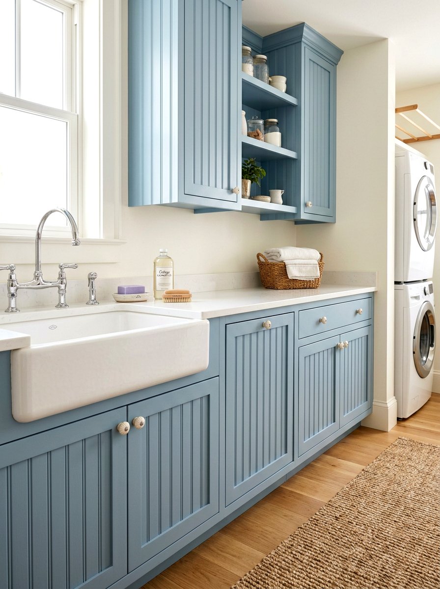 Beadboard Laundry Cabinet Doors - 30 laundry room cabinet ideas