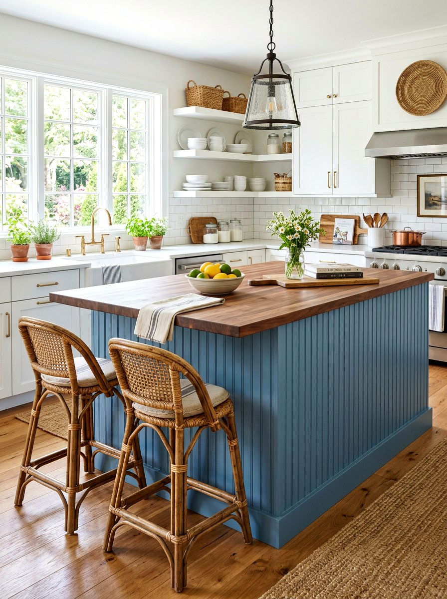 Beadboard Panel Kitchen Island - 30 modern farmhouse kitchen island ideas