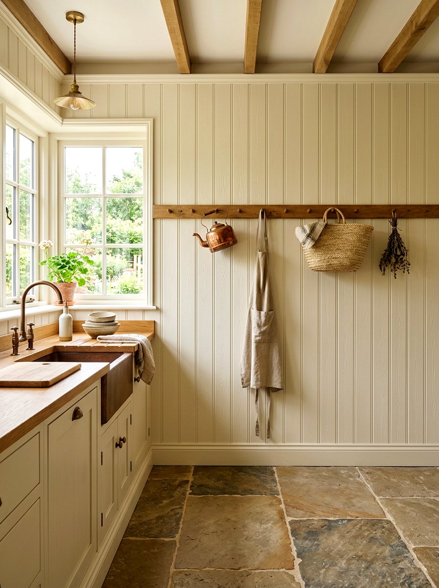 Beadboard Wall Paneling - 30 English cottage kitchen ideas