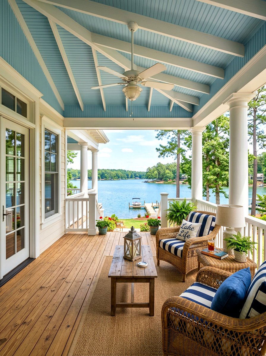 Beadboard ceiling porch - 30 lake house porch ideas
