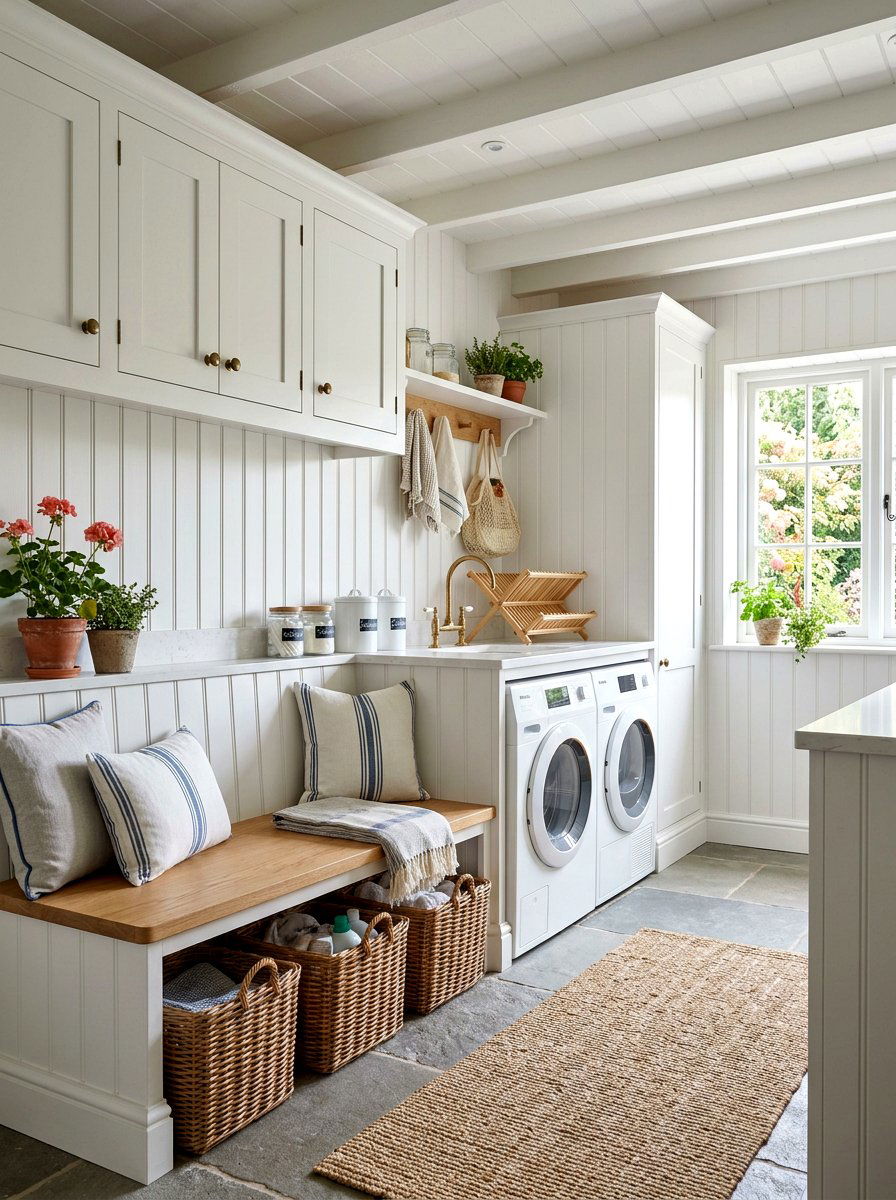 Beadboard laundry backsplash - 30 laundry room backsplash ideas