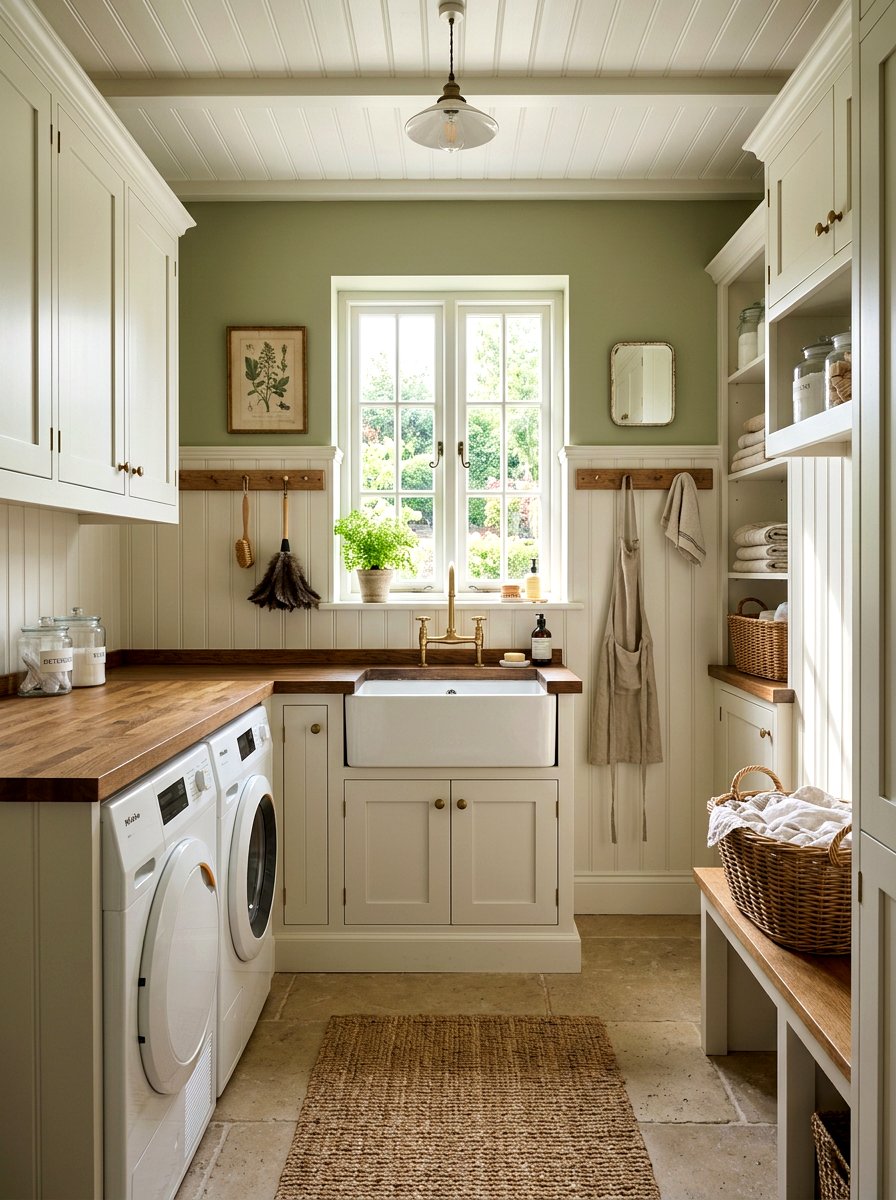 Beadboard paneling laundry room - 30 vintage laundry room ideas