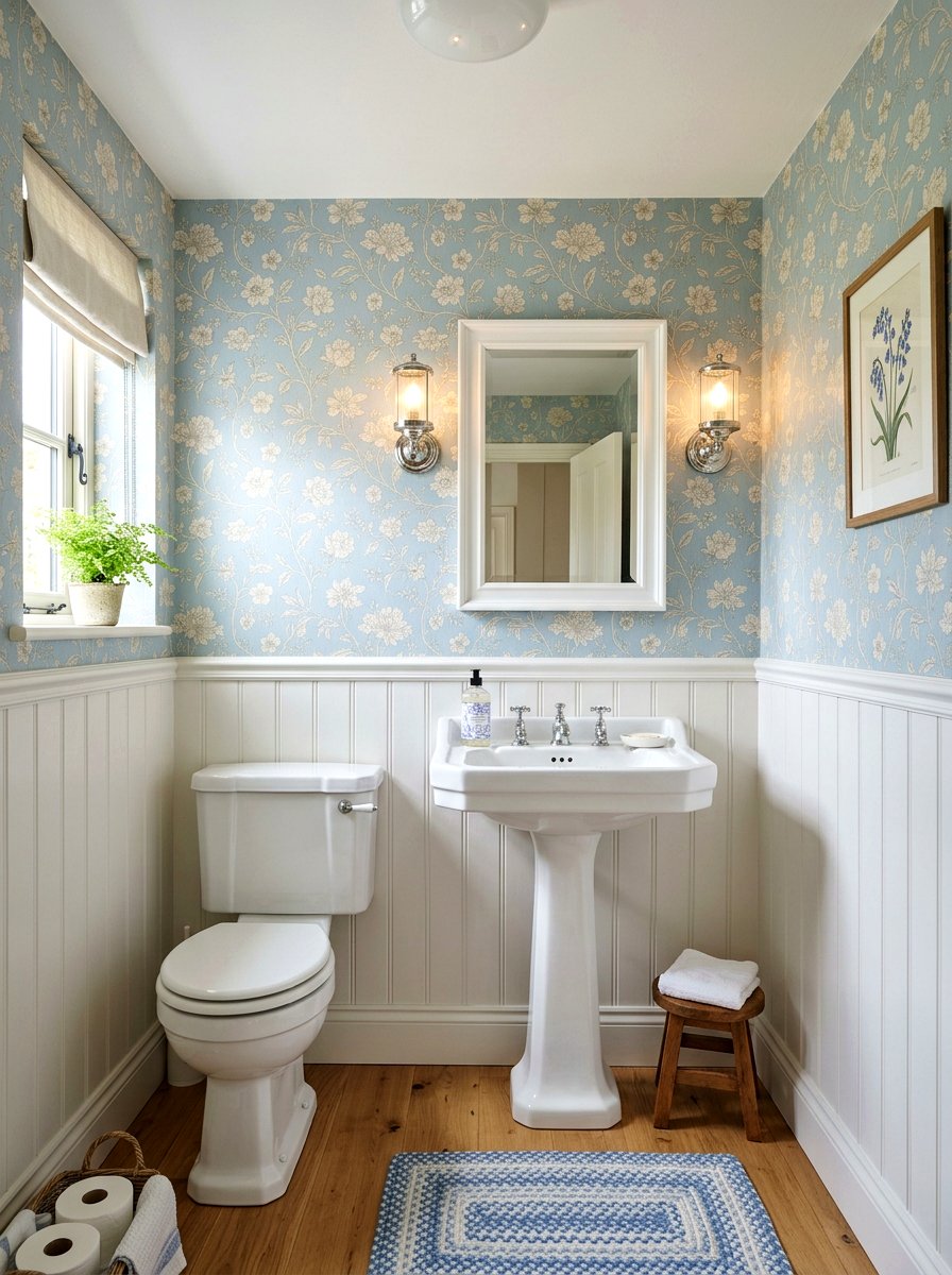 Beaded Board Wainscoting - 30 vintage powder room ideas