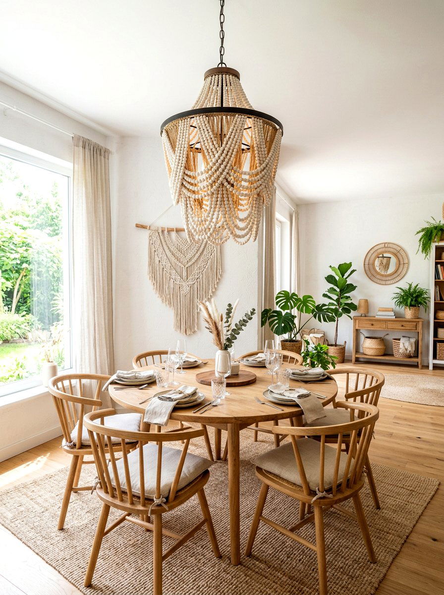 Beaded Boho Chandelier - 30 dining room chandelier ideas