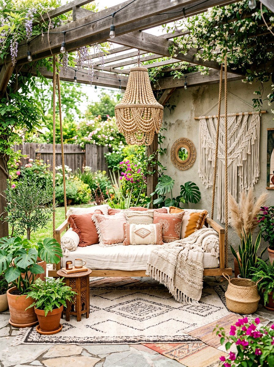 Beaded Boho Patio Chandelier - 30 outdoor chandelier ideas