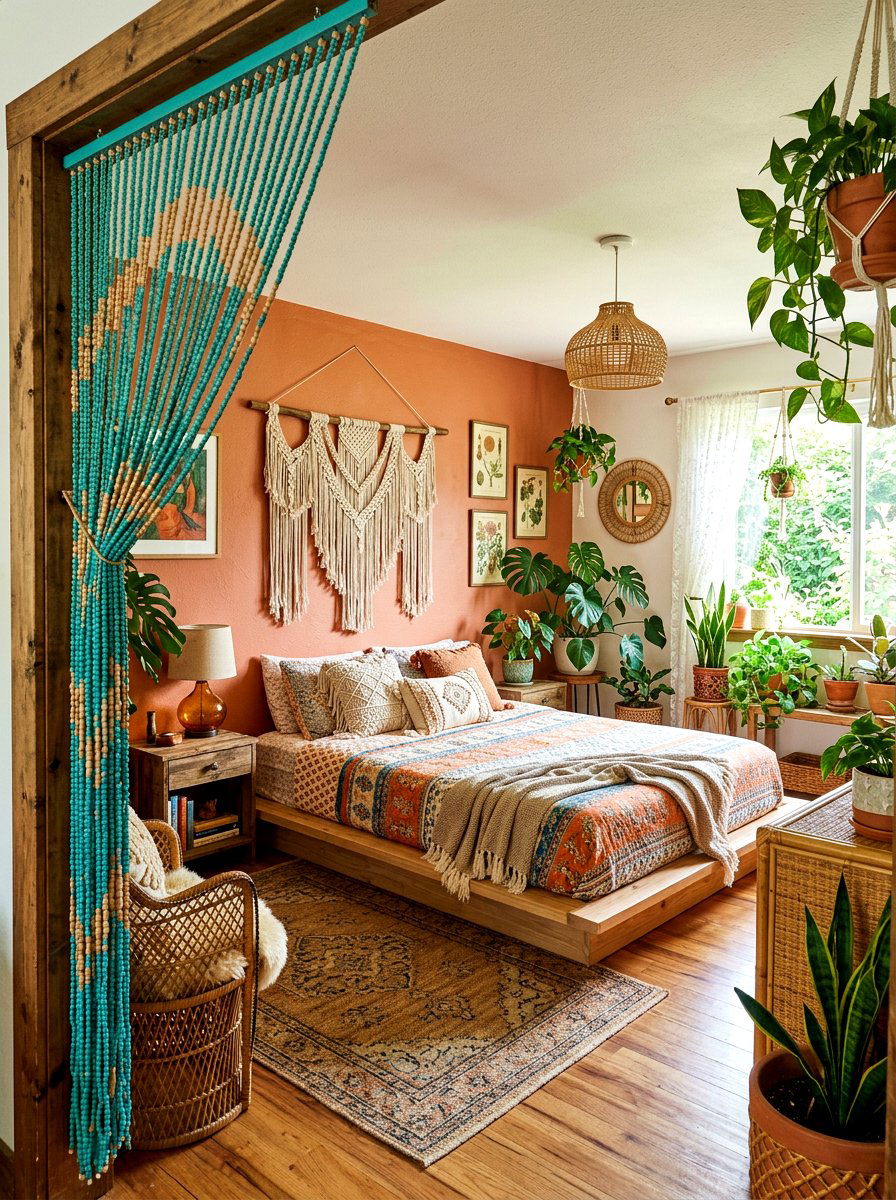 Beaded Curtain Nostalgia Core Bedroom - 30 nostalgia core bedroom ideas