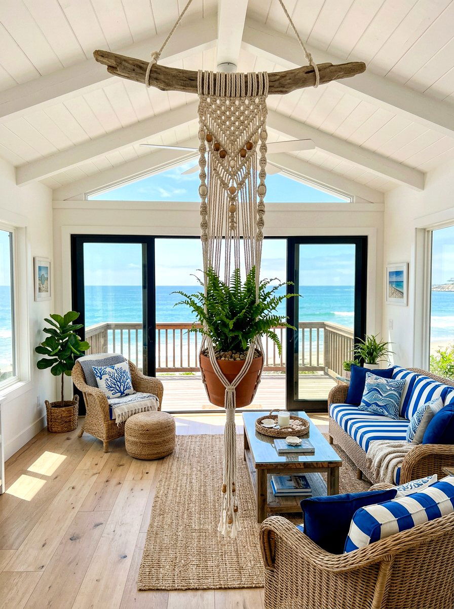 Beaded Macrame Plant Hanger With Driftwood - 30 macrame plant hanger ideas
