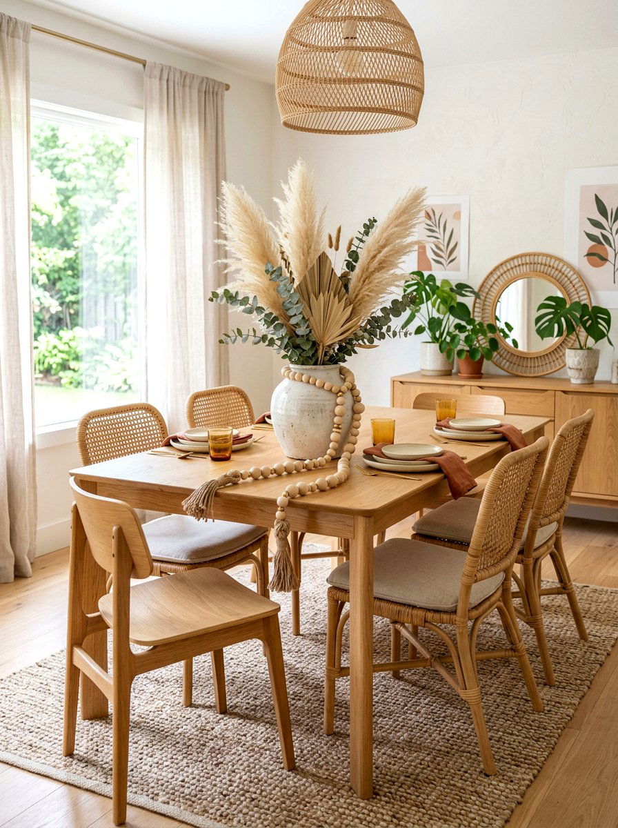 Beaded Wood Garland - 30 dining table decor ideas