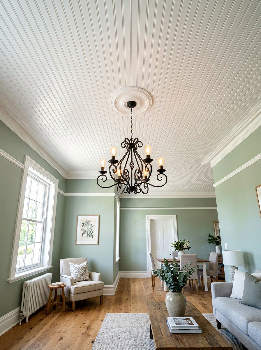 Beaded board ceiling - 30 cottagecore kitchen ideas