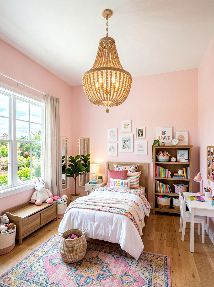 Beaded light fixture - 30 tactile bedroom decor ideas