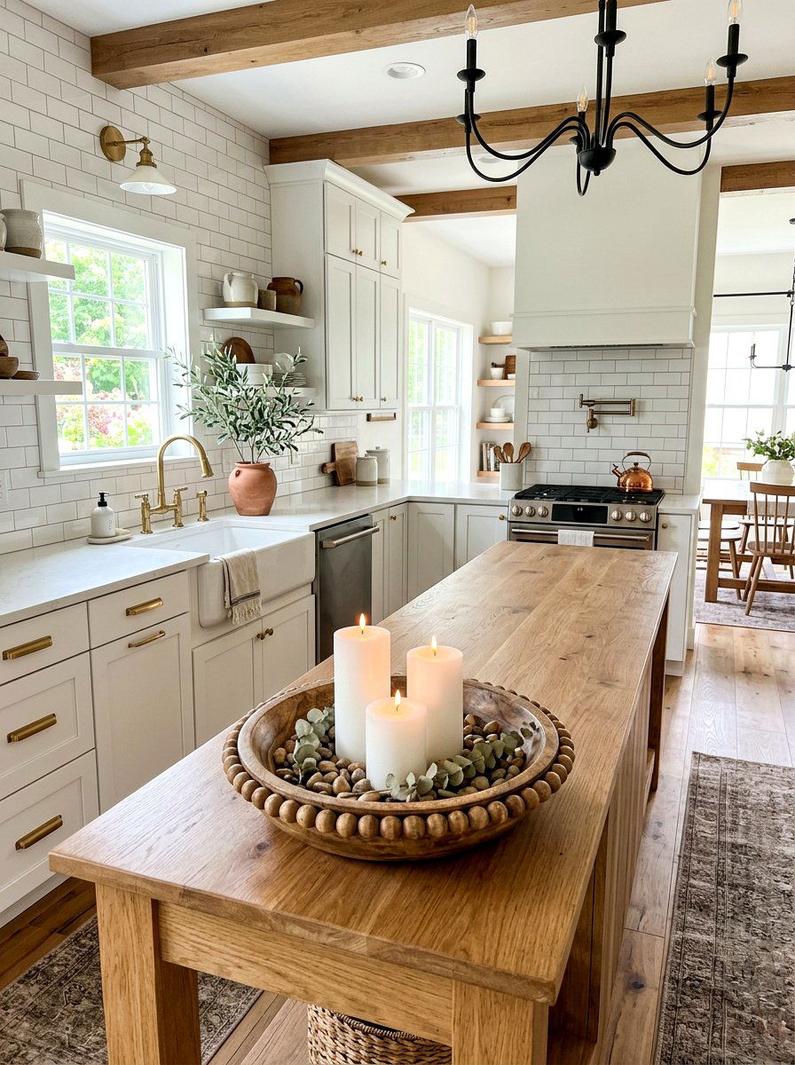Beaded wood candle bowl - 30 candle bowl centerpiece ideas