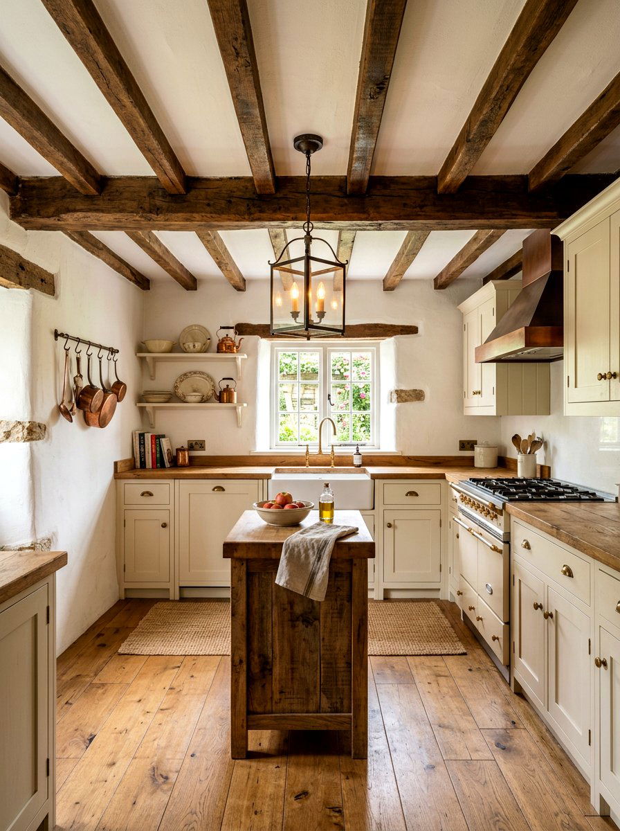 Beam Ceiling Kitchen - 30 small cottage kitchen ideas