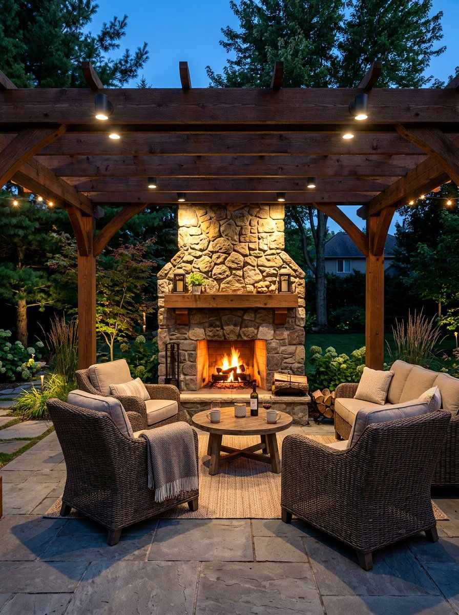 Beam mounted spotlights - 30 pergola lighting ideas