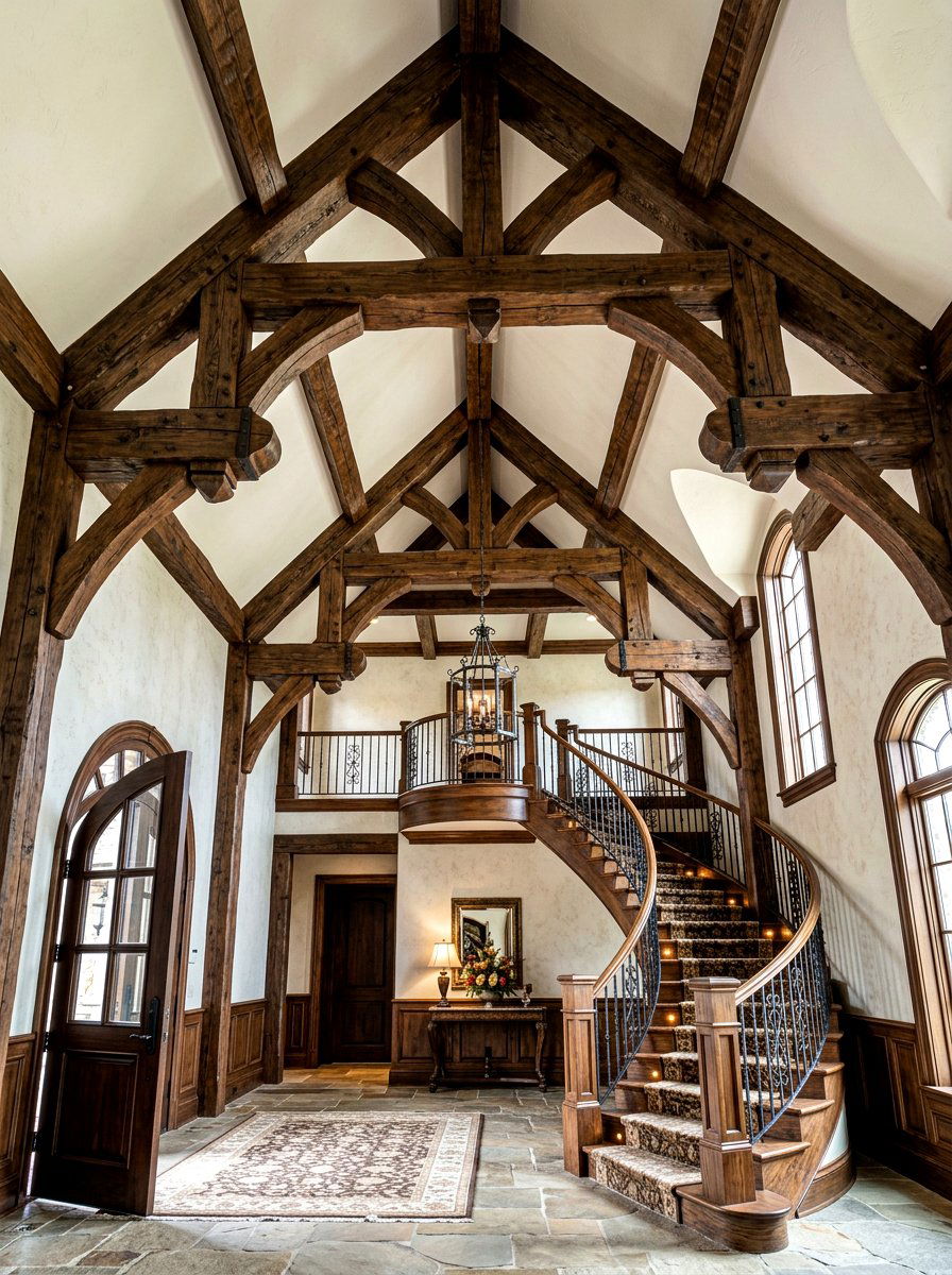 Beamed Ceiling Entry - 30 old world entryway ideas
