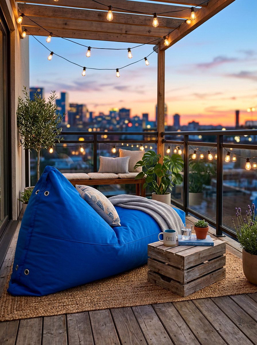 Bean Bag Lounger - 30 tiny balcony seating ideas