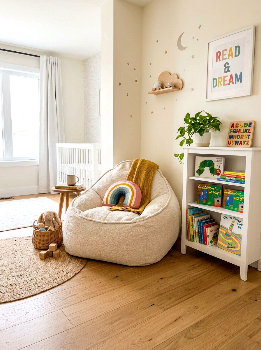 Bean bag chair nursery - 30 nursery reading corner ideas aesthetic