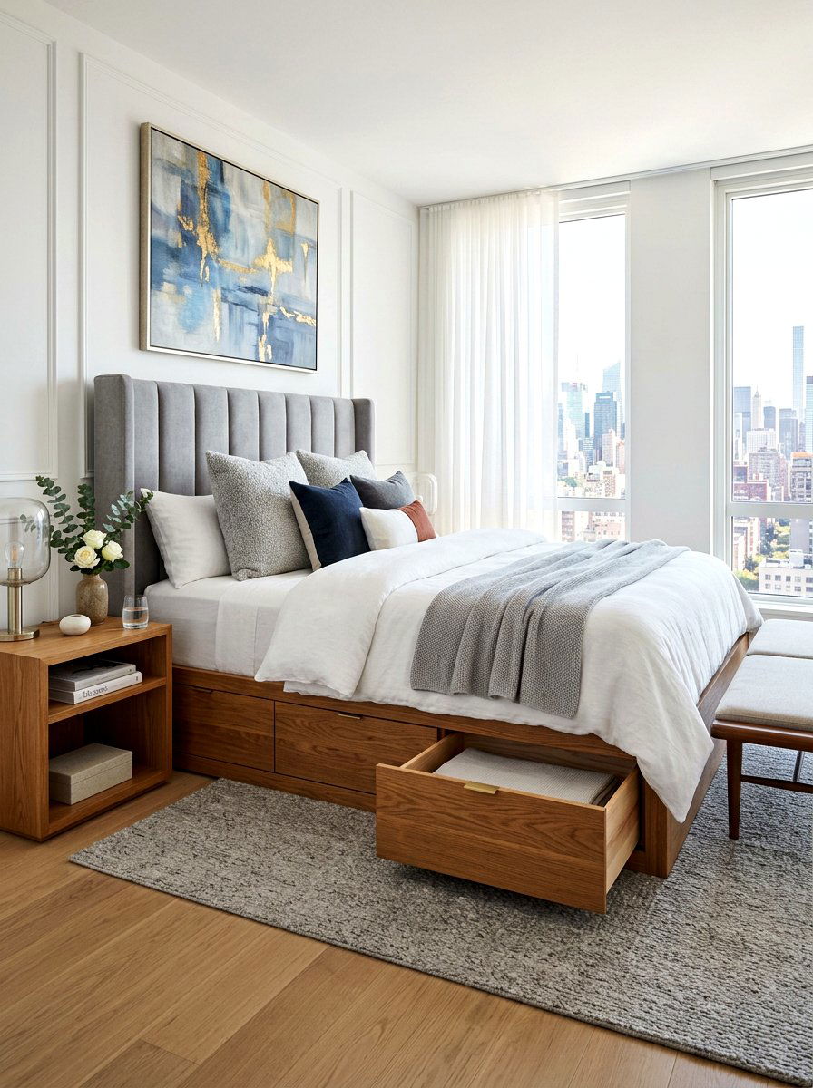 Bed Frame With Drawers - 30 hidden shoe storage apartment ideas