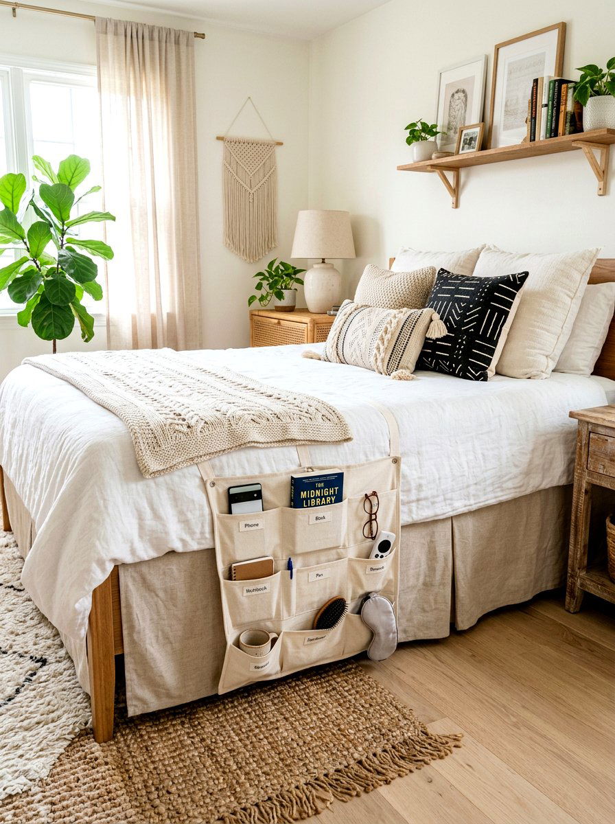 Bed Skirt Organizer - 30 hidden shoe storage apartment ideas