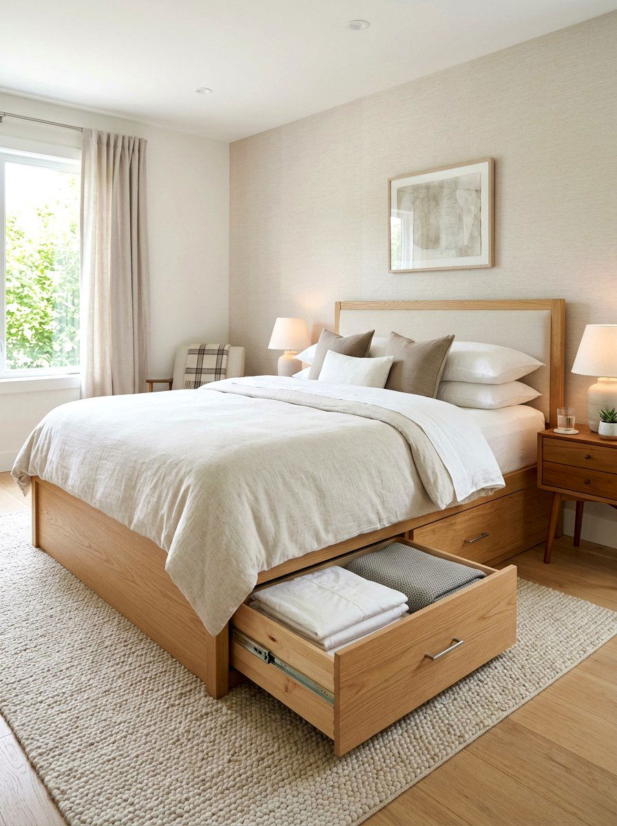 Bed frame with drawers - 30 bedding storage ideas