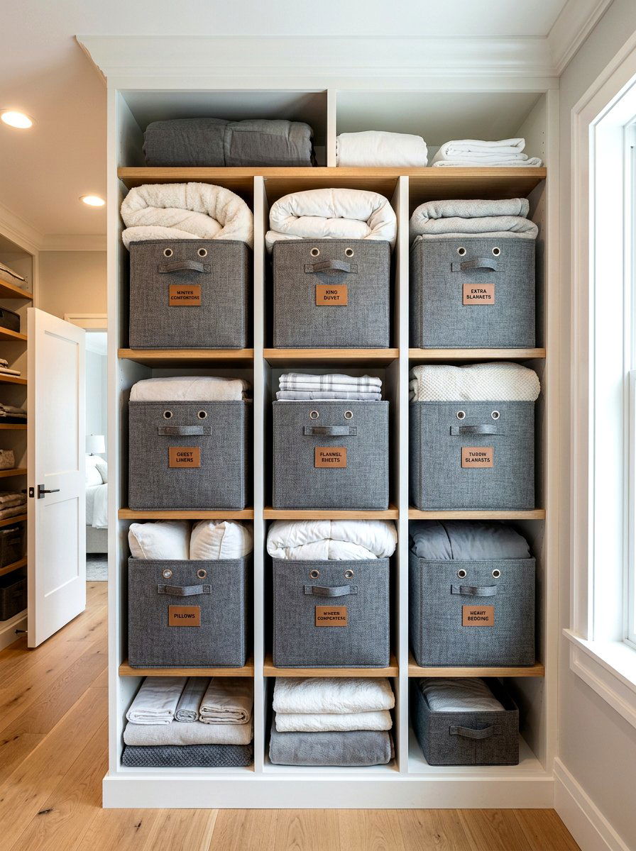 Bedding Storage Bin - 30 linen closet ideas