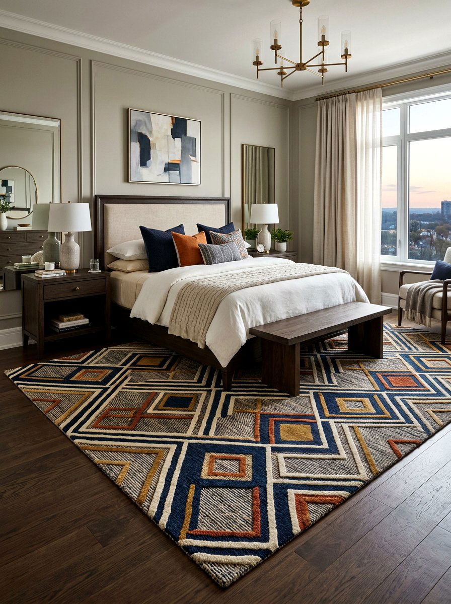 Bedroom Area Rug - 30 hotel style bedroom ideas