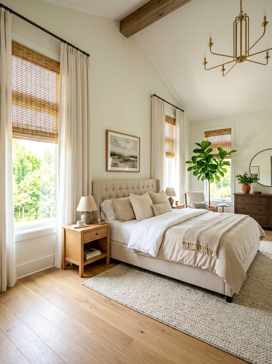 Bedroom Bamboo Blind With Curtains - 30 bamboo shade ideas