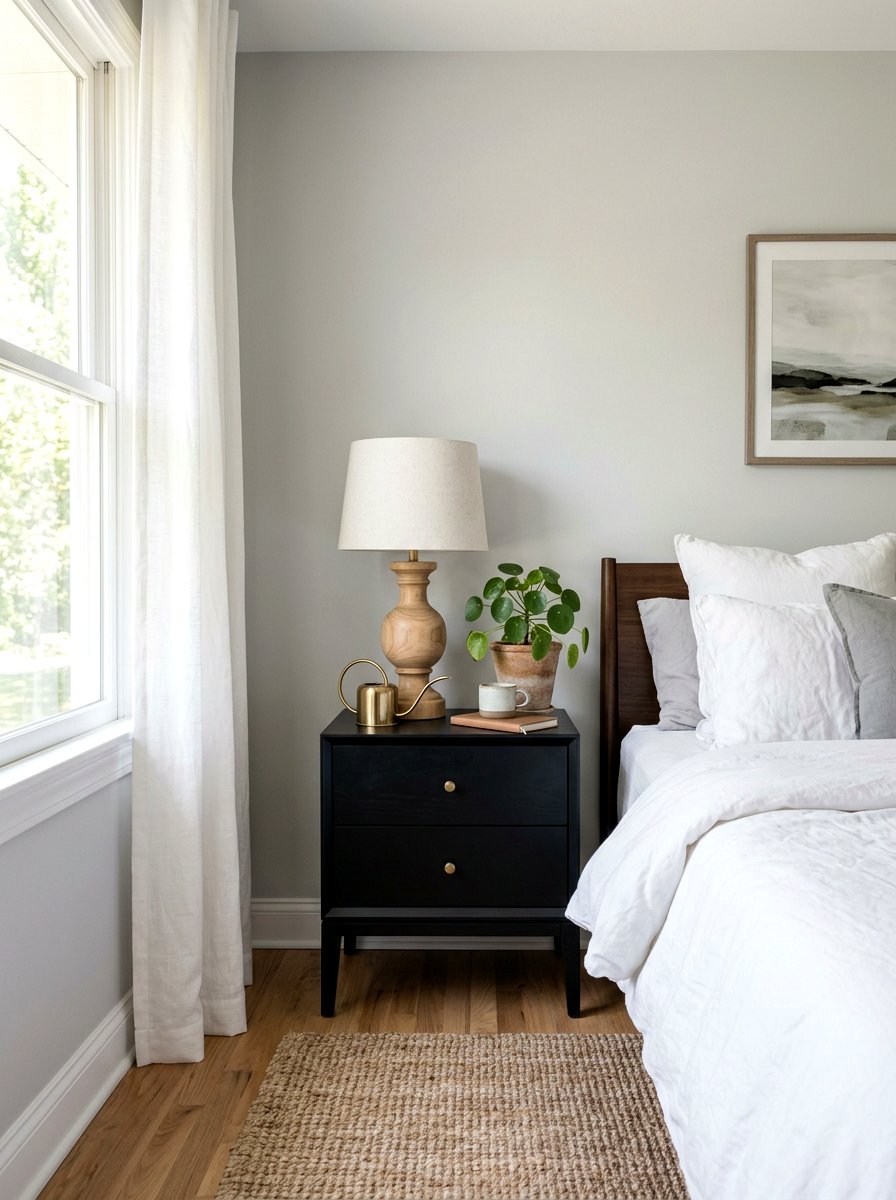 Bedroom Black Nightstand Wood Lamp - 30 black and wood decor ideas