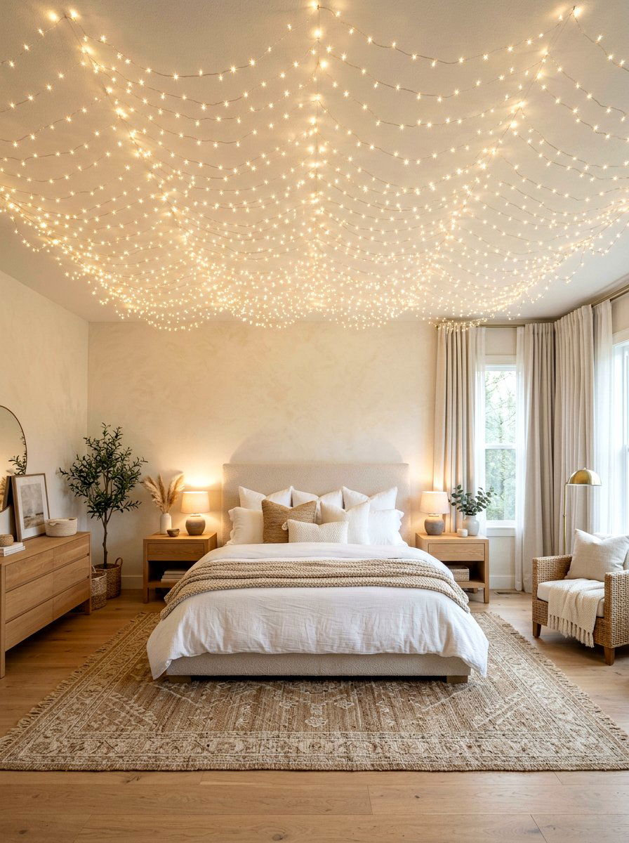Bedroom Ceiling Fairy Lights - 30 fairy light canopy ideas