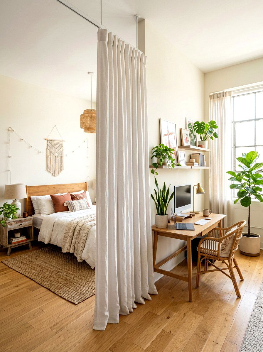 Bedroom Curtain Room Divider - 30 partial wall room divider ideas