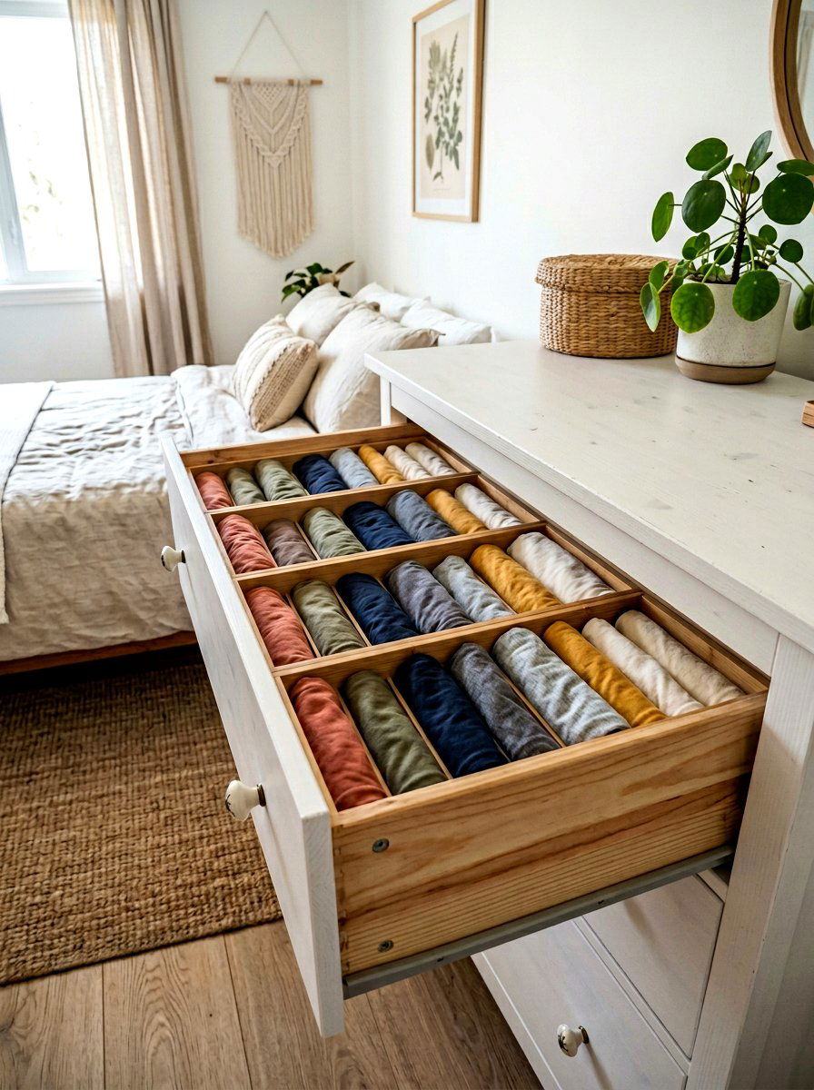 Bedroom Dresser Organizer - 30 deep drawer storage ideas