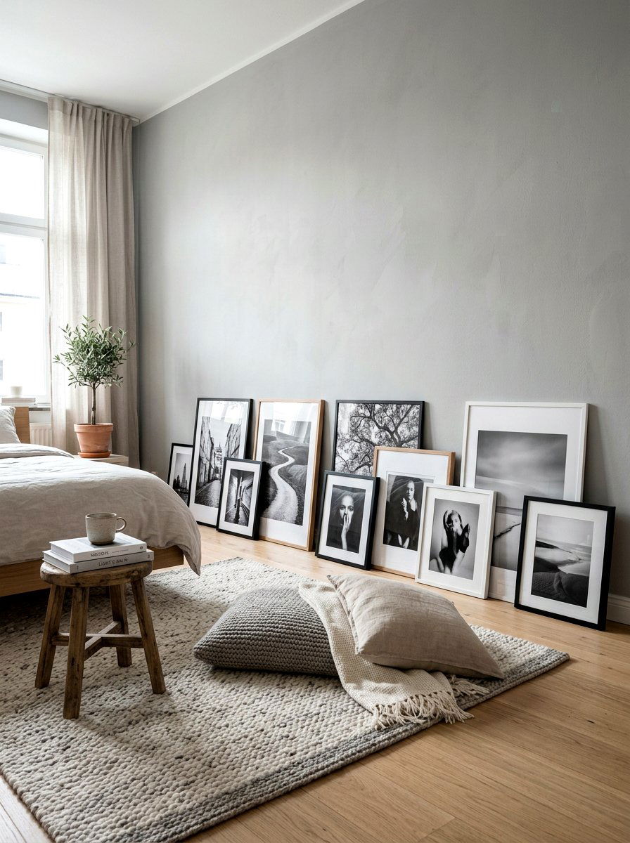 Bedroom Floor Art - 30 leaning art wall ideas
