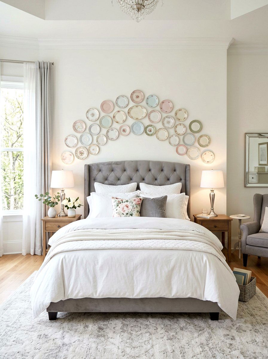 Bedroom Headboard Plate Wall - 30 plate wall display ideas