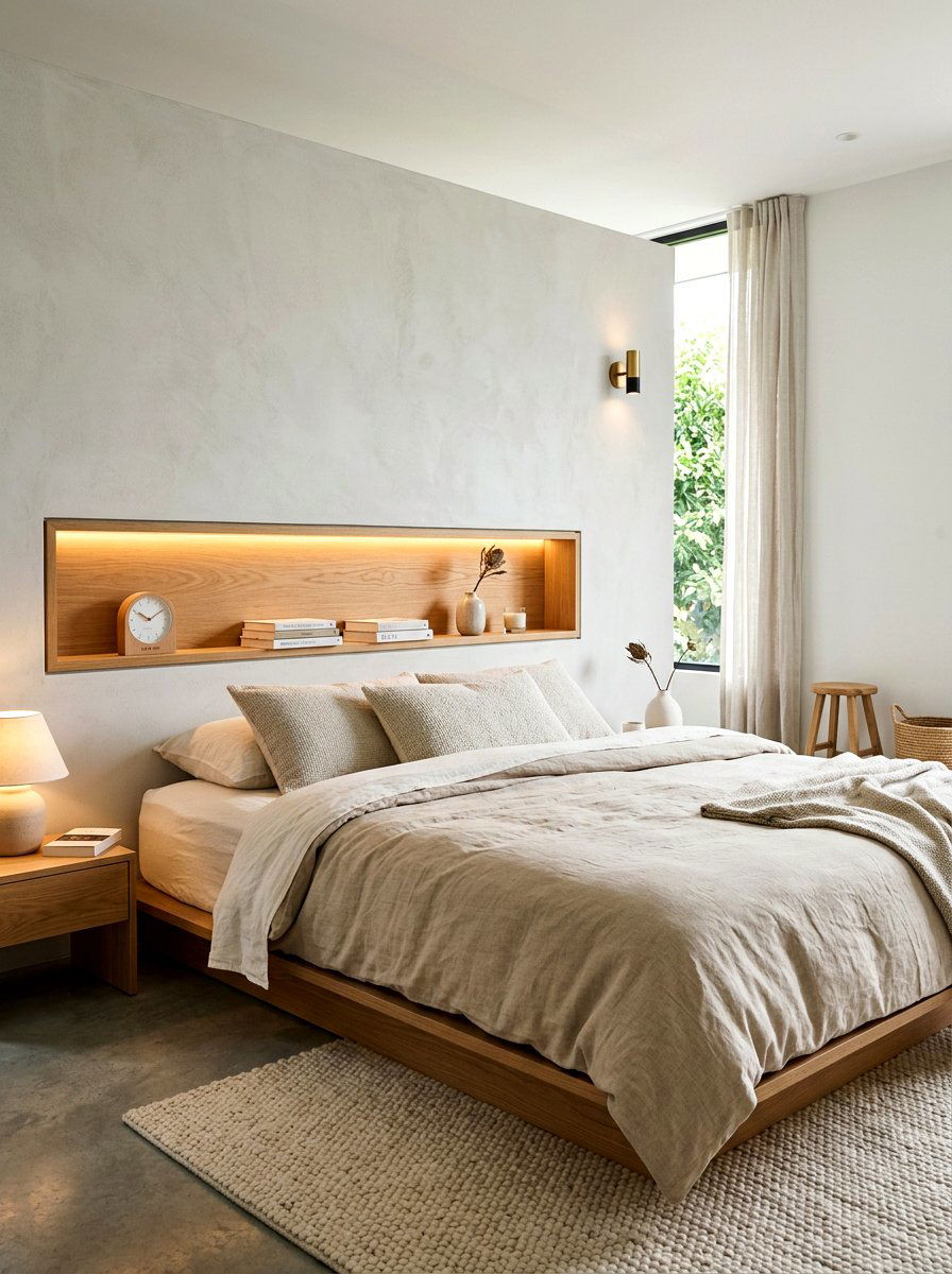 Bedroom Headboard Shelf - 30 recessed shelf ideas