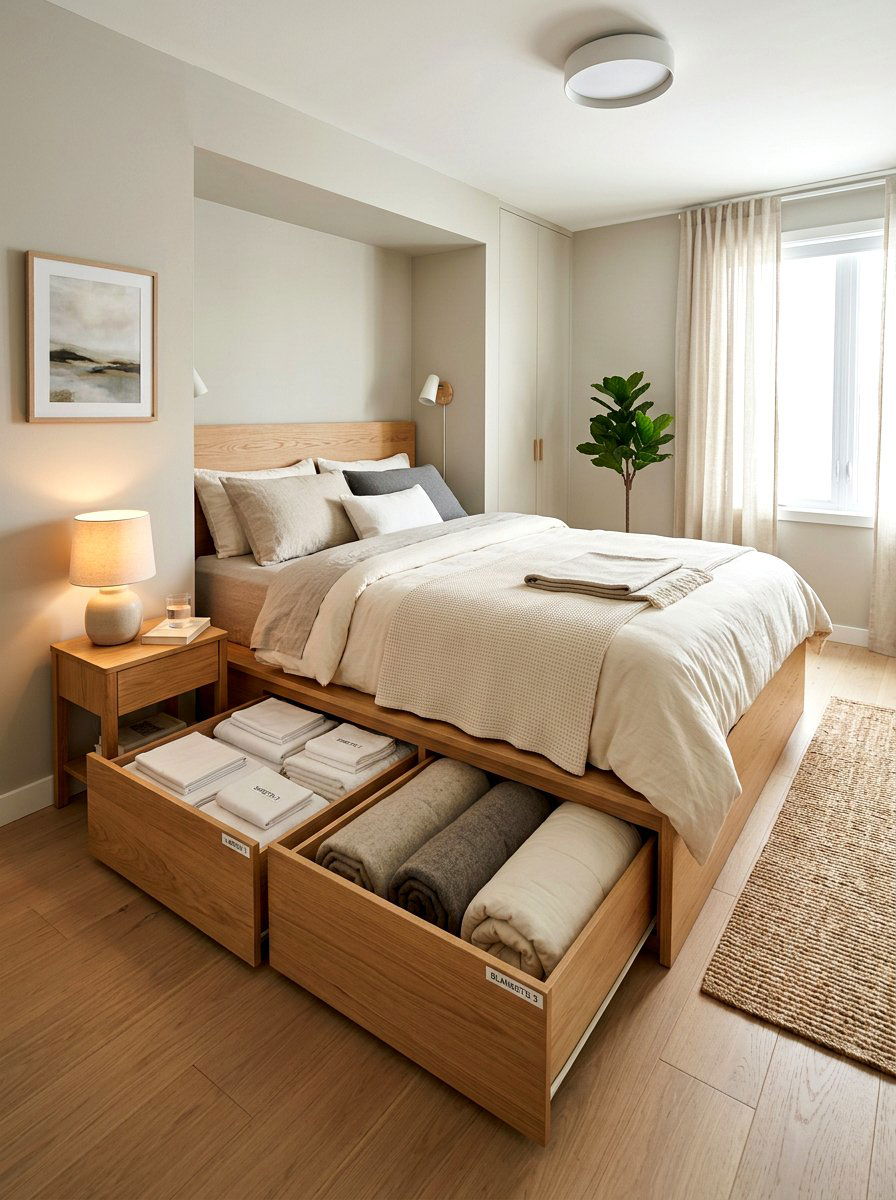 Bedroom Integrated Drawer Storage - 30 studio apartment storage ideas