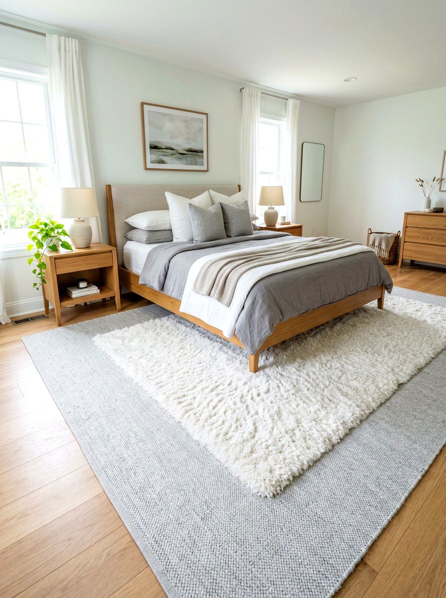 Bedroom Layered Rugs - 30 layered rug ideas