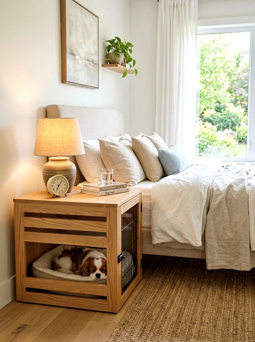 Bedroom Nightstand Dog Crate - 30 dog crate furniture ideas