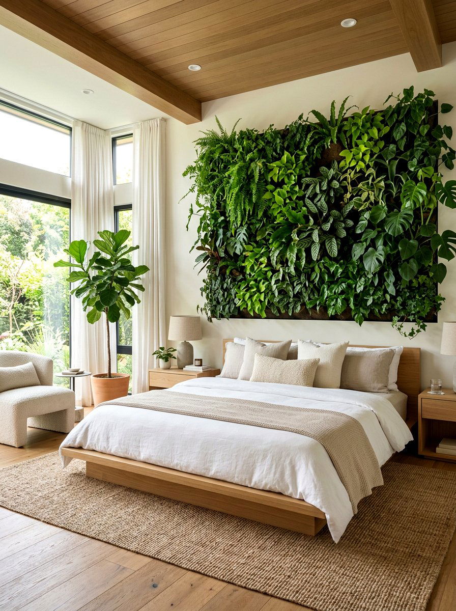 Bedroom Oasis Plant Wall - 30 living wall ideas