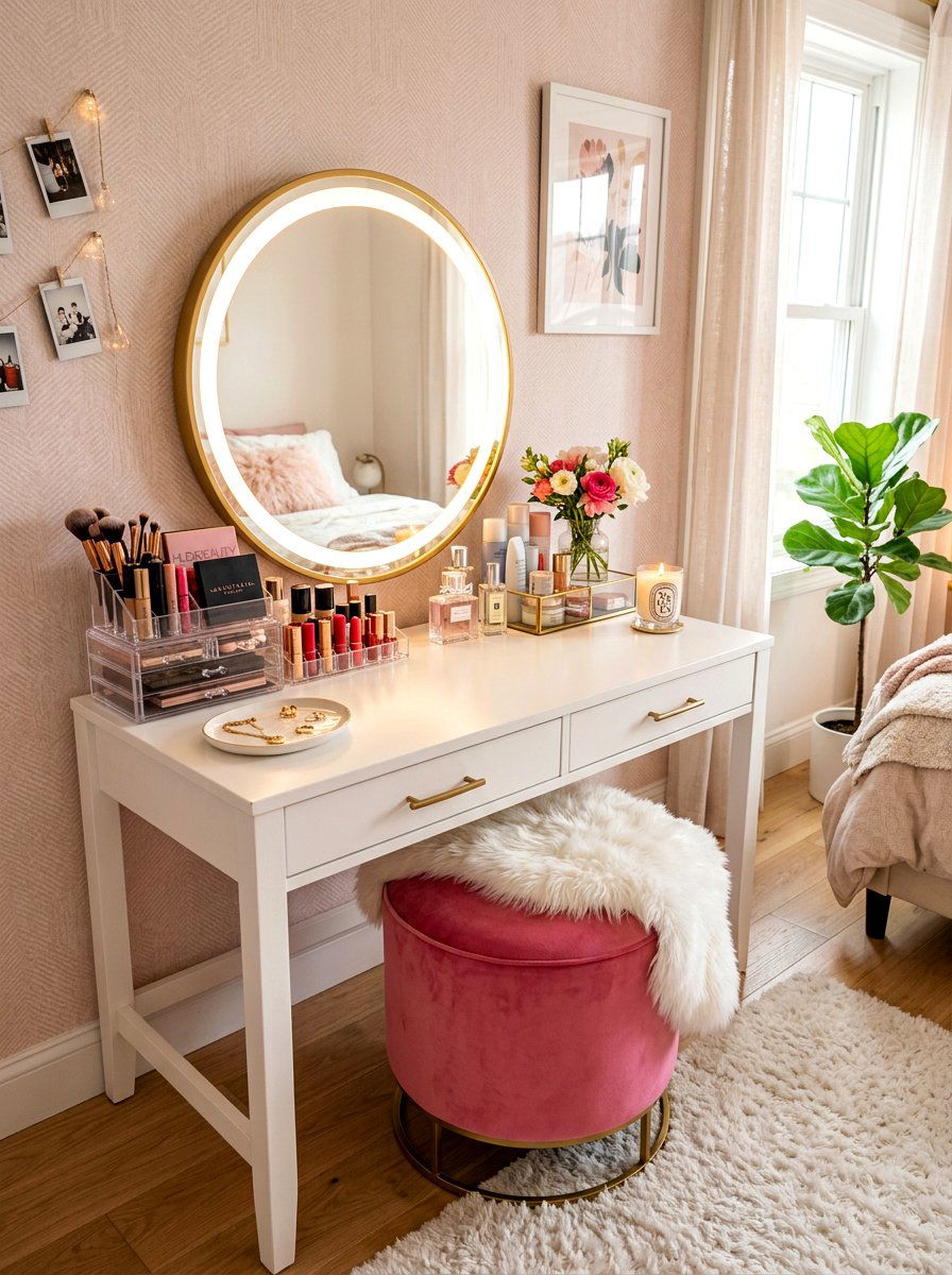 Bedroom Vanity Setup - 30 cozy apartment corner ideas