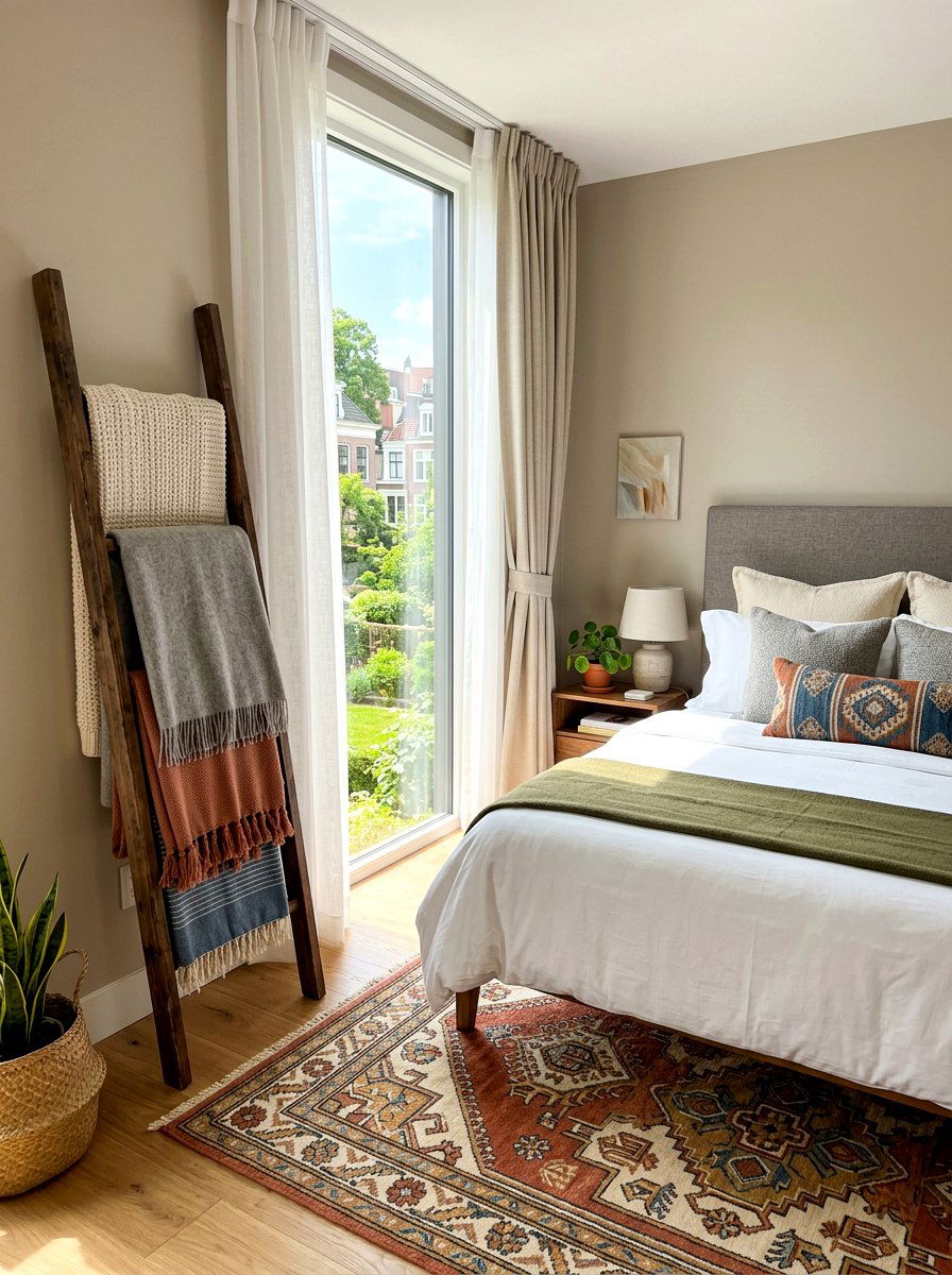 Bedroom corner blanket ladder - 30 corner ladder blanket ideas