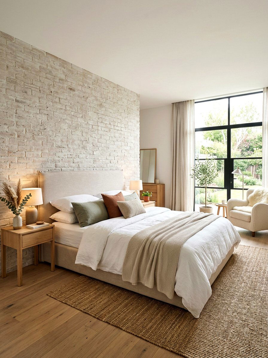 Bedroom limewash brick accent - 30 limewashed brick wall ideas
