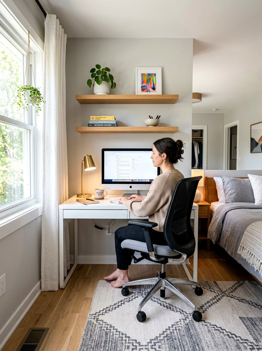 Bedroom workspace corner - 30 room zoning furniture layout ideas