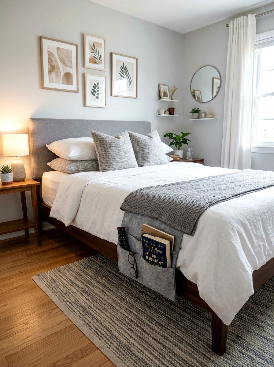Bedside Storage Caddy - 30 organizing a guest room ideas