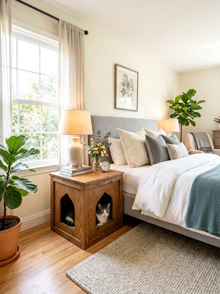 Bedside Table Cat Box Furniture - 30 hidden litter area ideas aesthetic